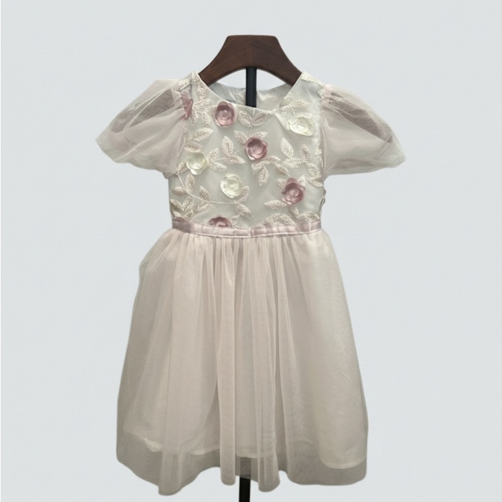 💖 Badgley Mischka Pink Tulle & Floral Dress - Size 5 - Like New
